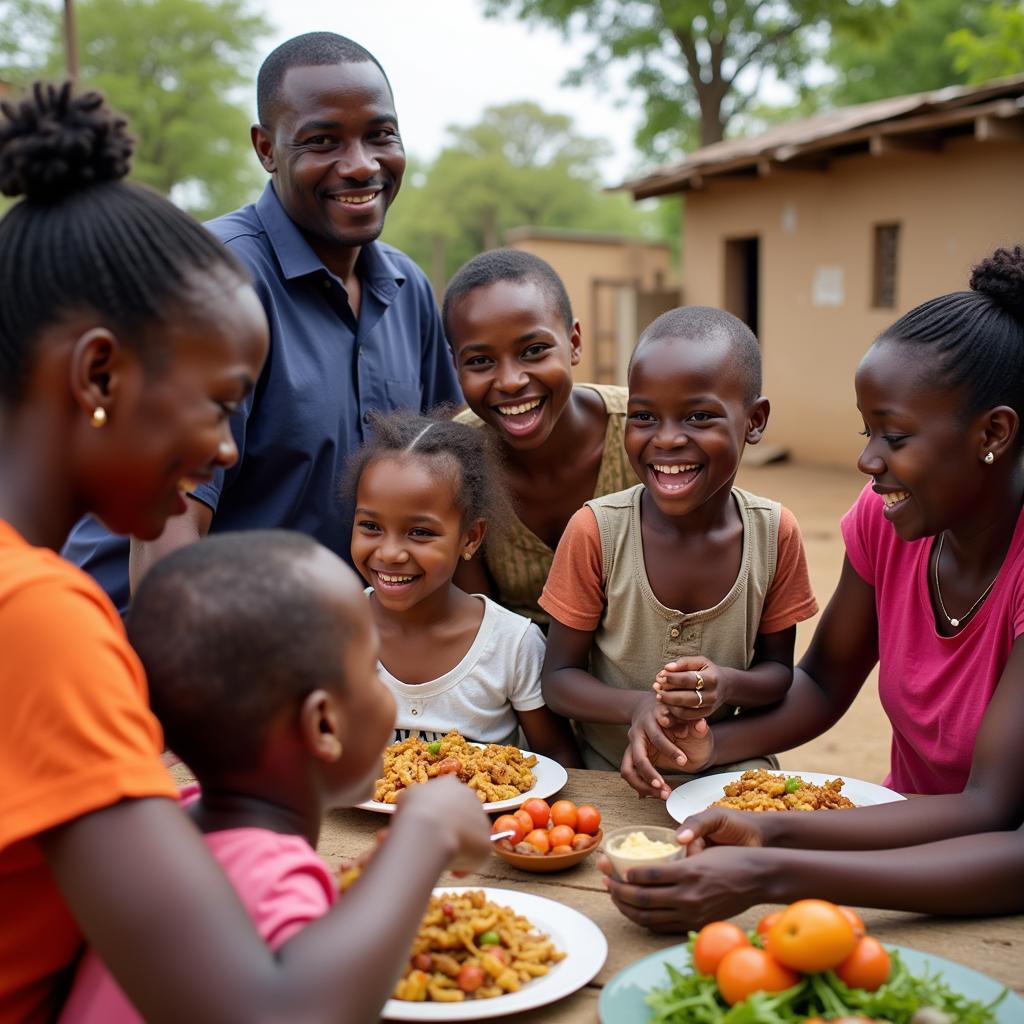 A family gathering in an African village