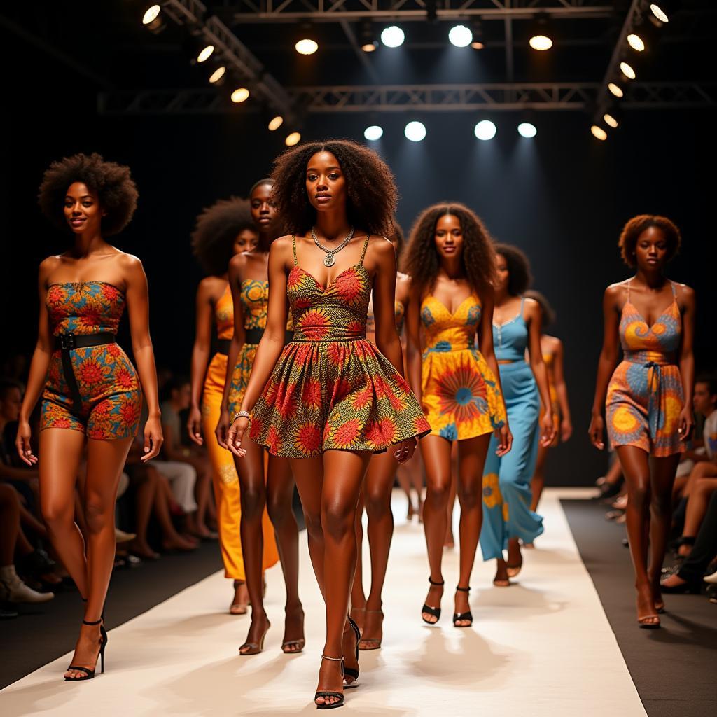 Models showcasing African chic style at a fashion show