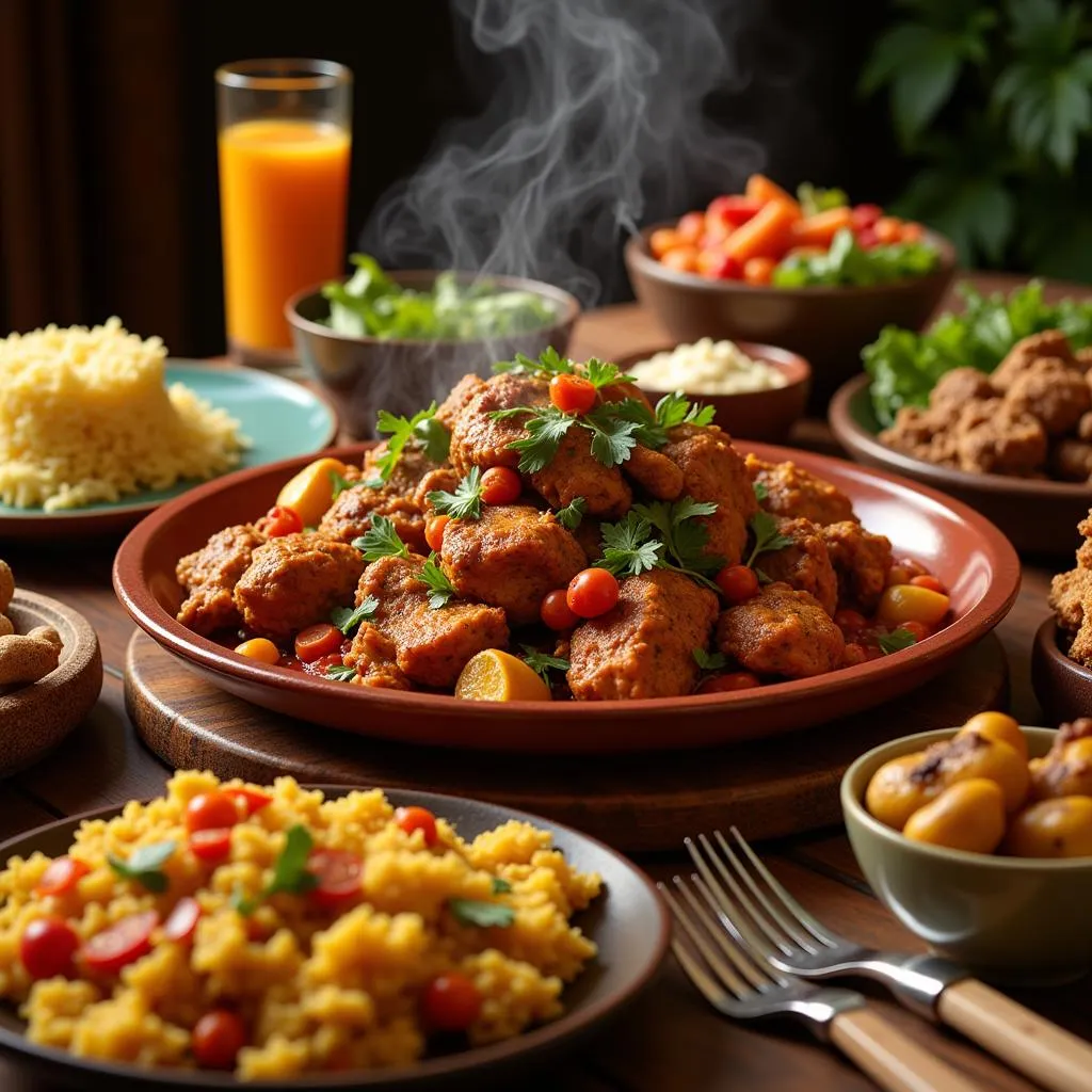 African Chicken Dinner Spread