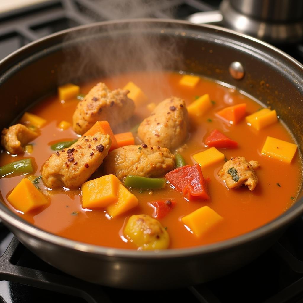 african chicken peanut soup simmering