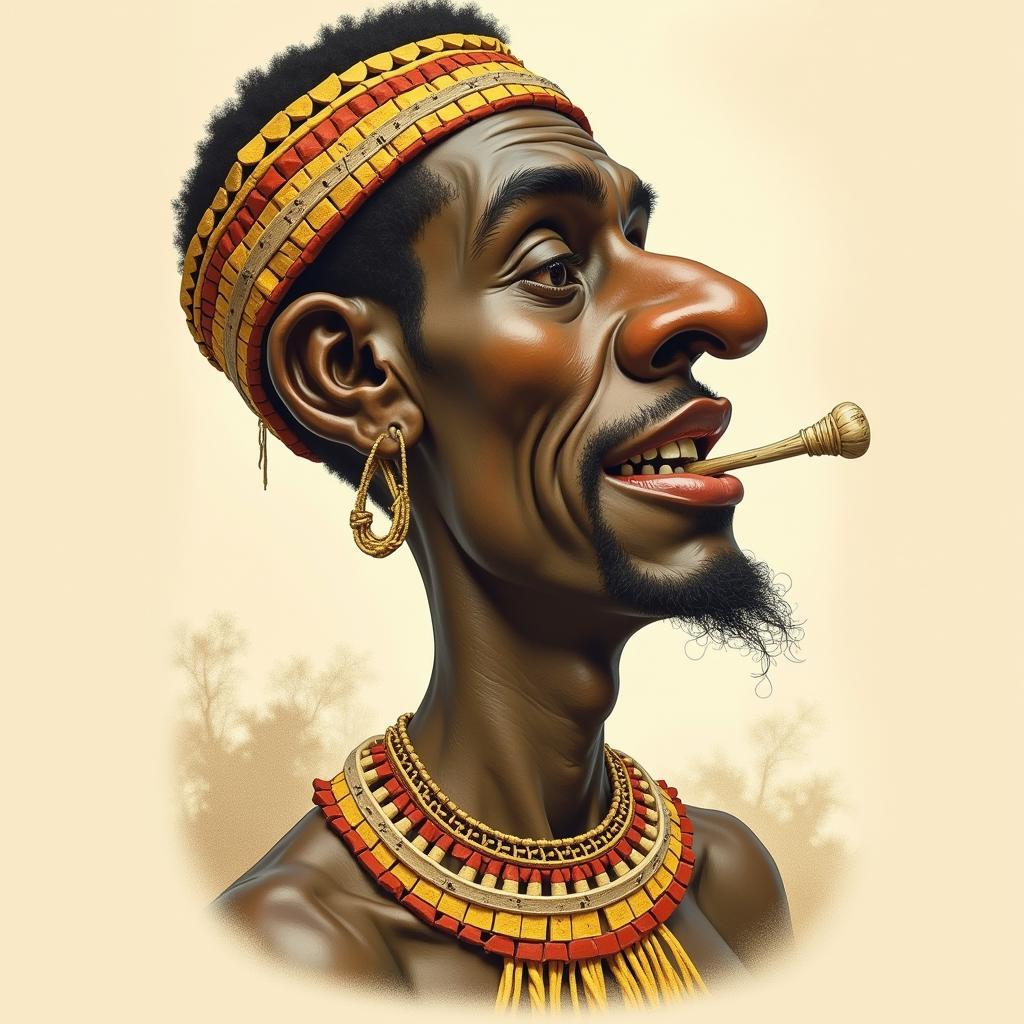 African Chief Colonial Caricature