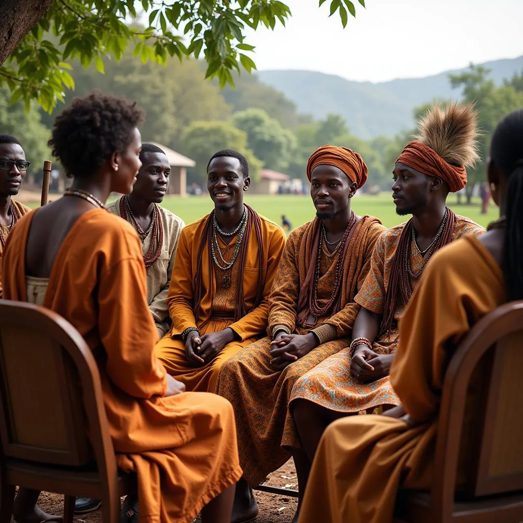 African chieftains engaging with community members