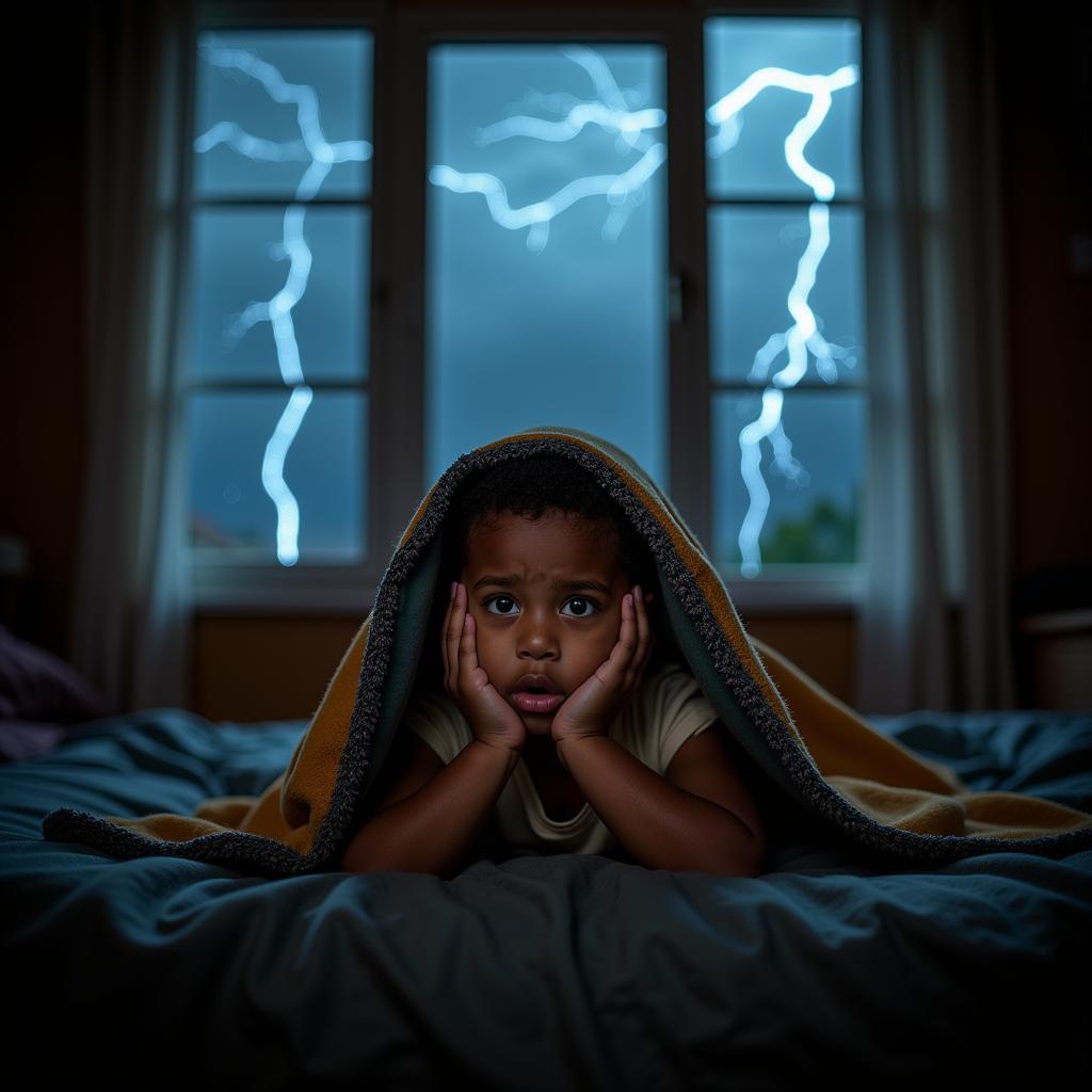 Child Hiding During Thunderstorm