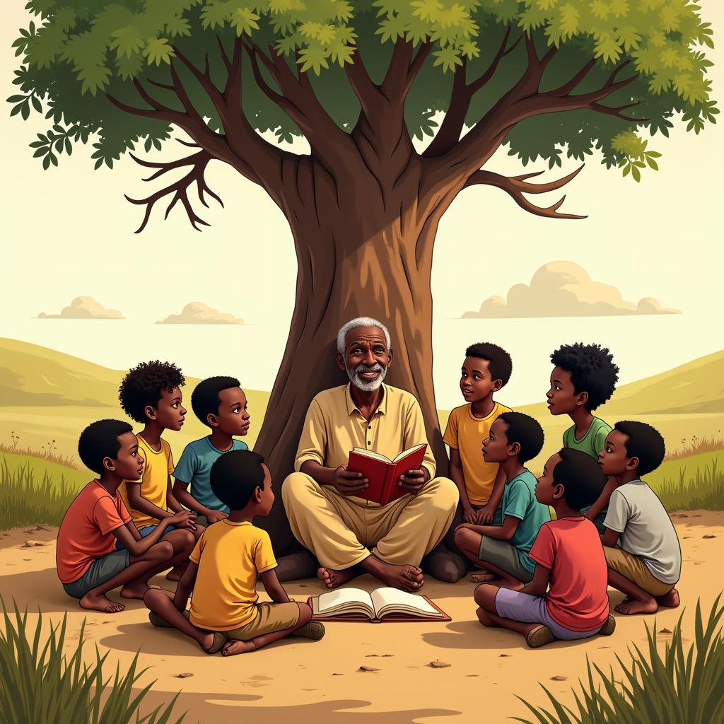 African Child Illustration: Storytelling 