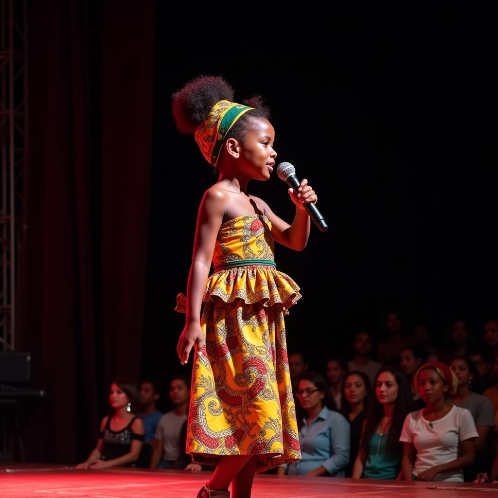 African child musician performing on stage