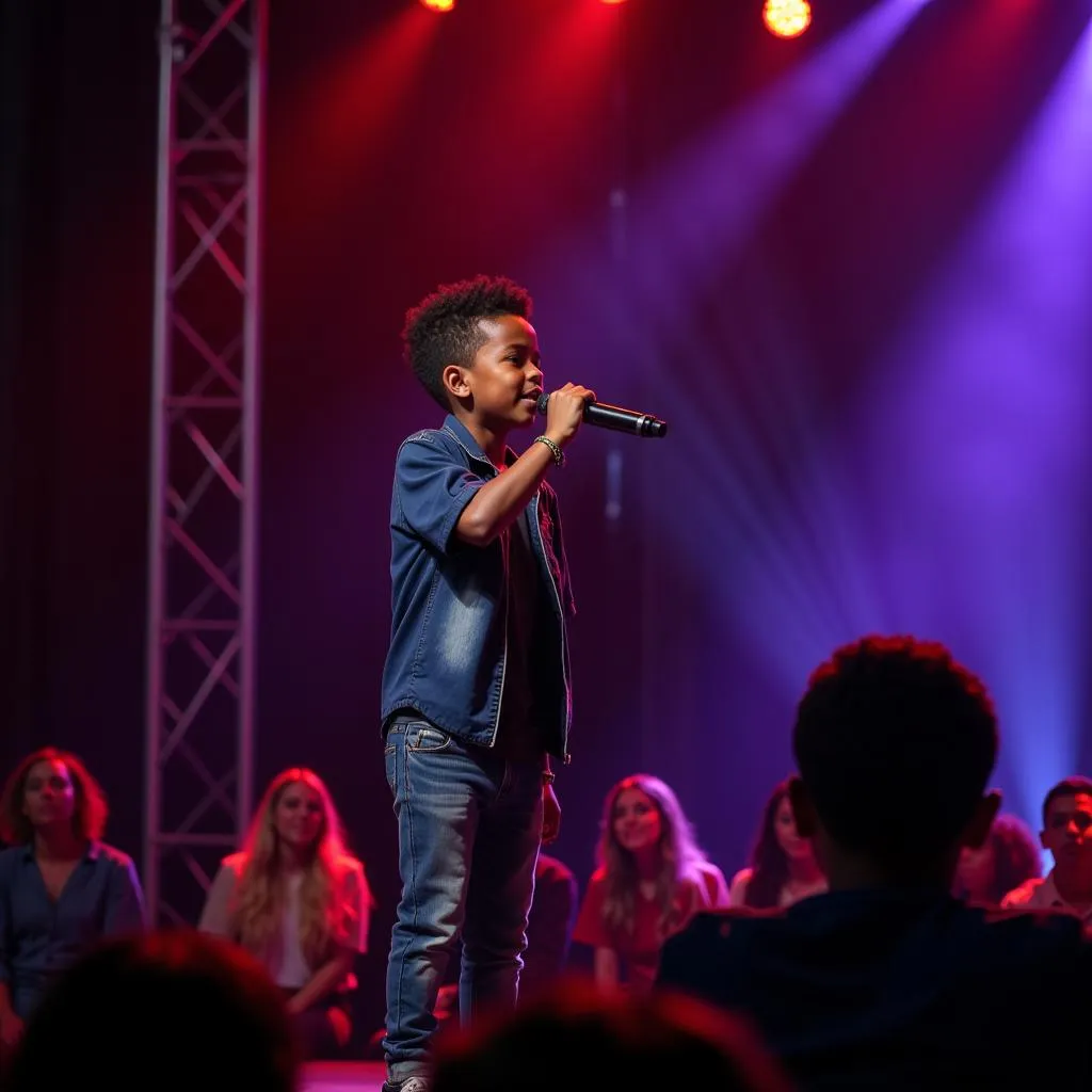 African child rapper performing on stage