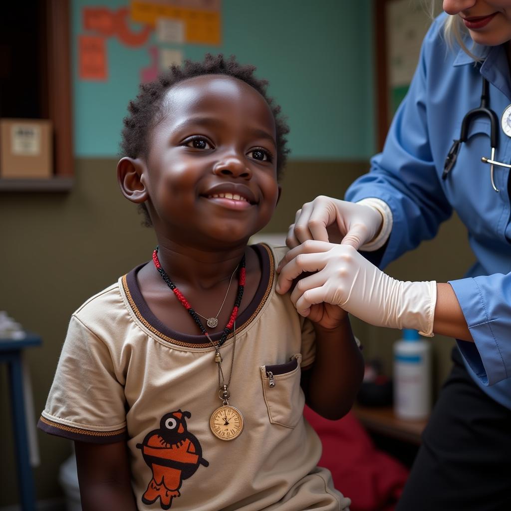 African Child Receiving Medical Care