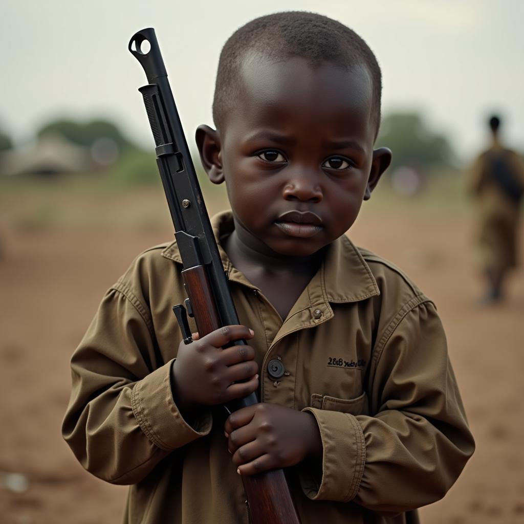 A young African child soldier