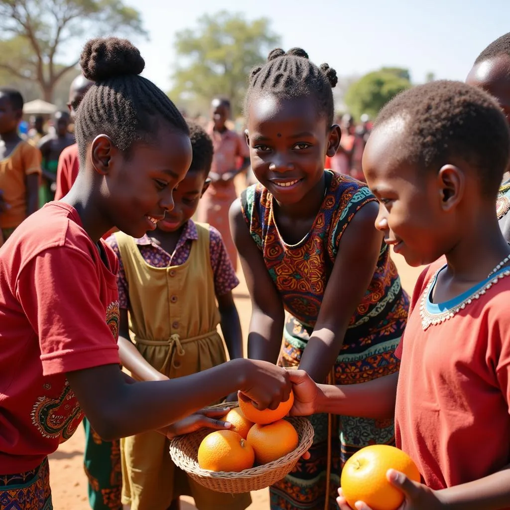 Children learning the importance of community in an African village