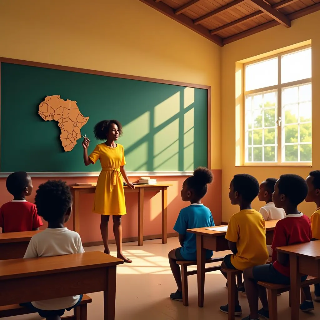 African children in classroom learning