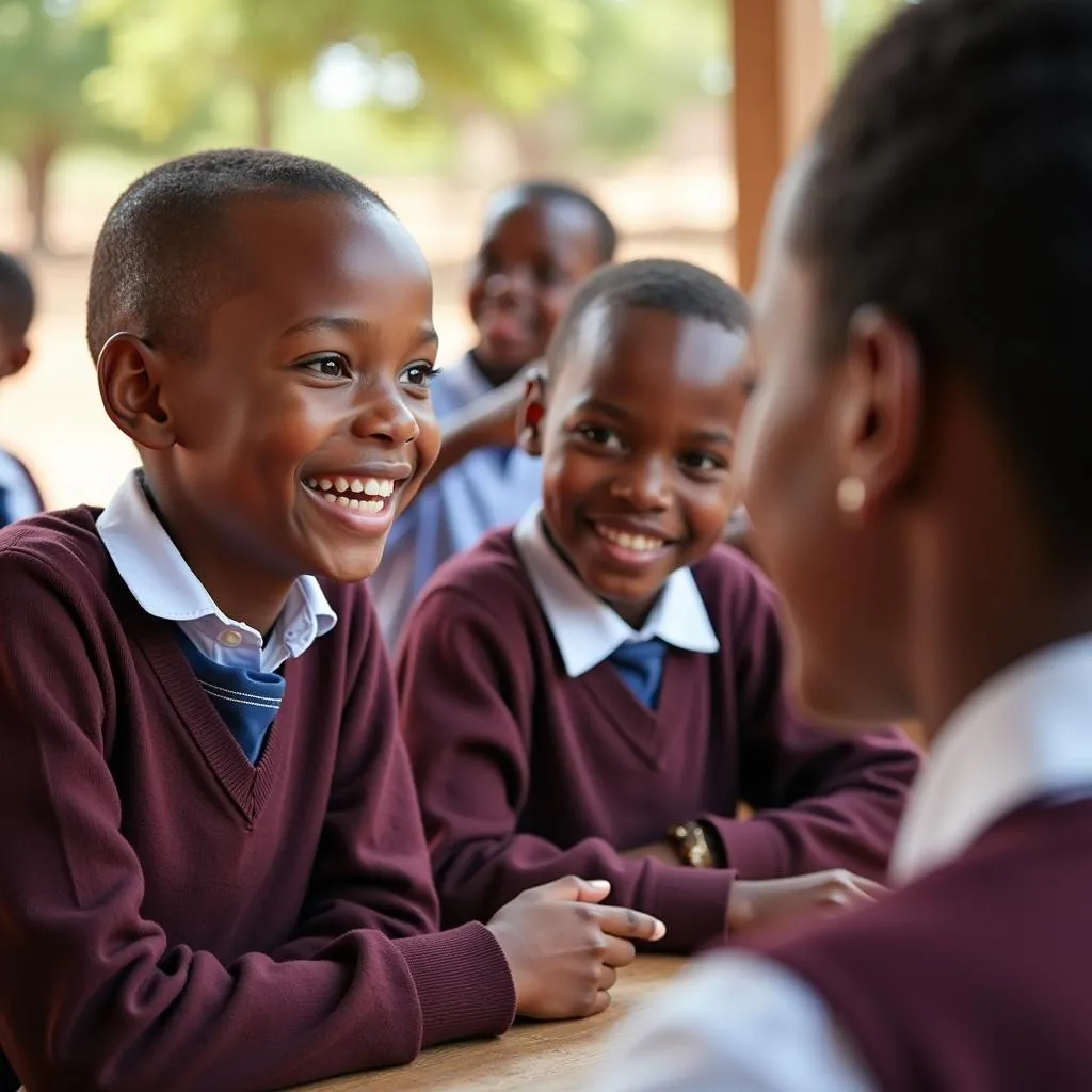 African Children Engaged in Outdoor Learning