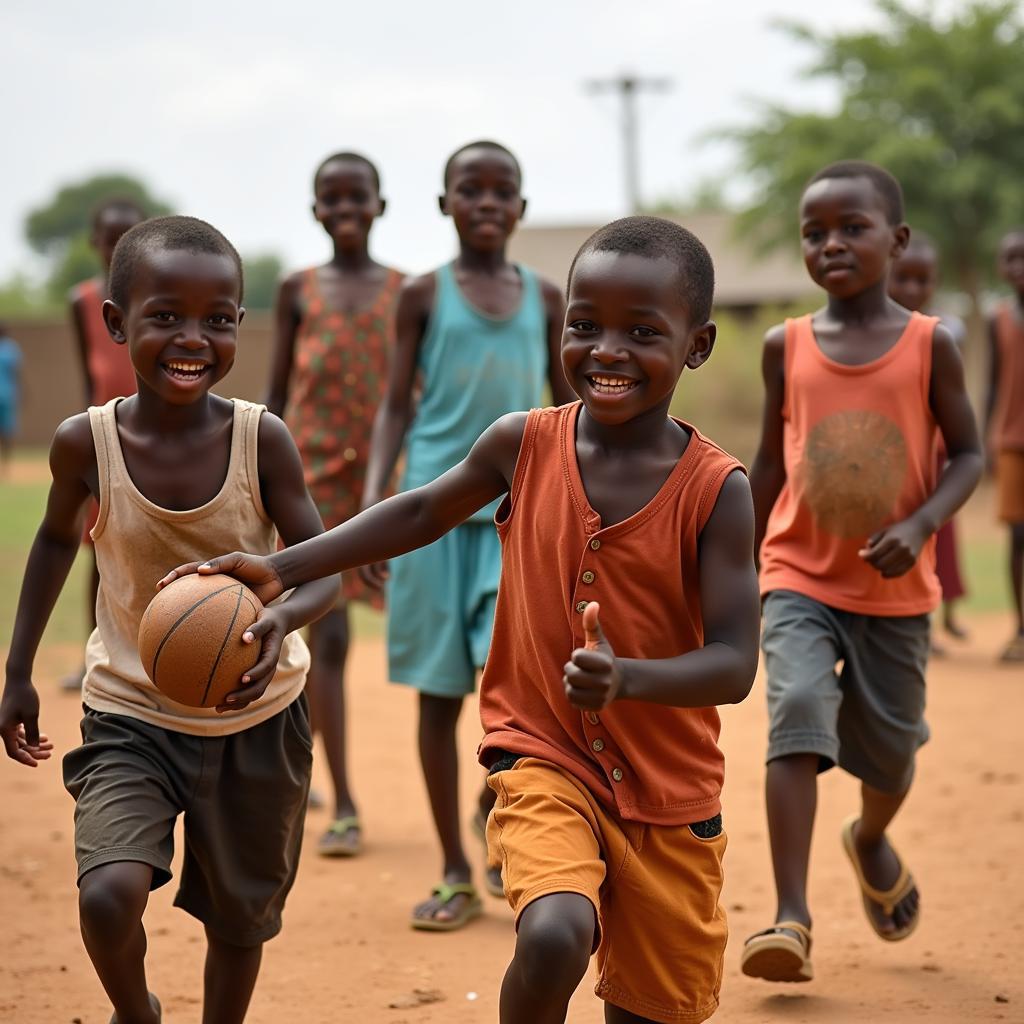 Children playing in a village