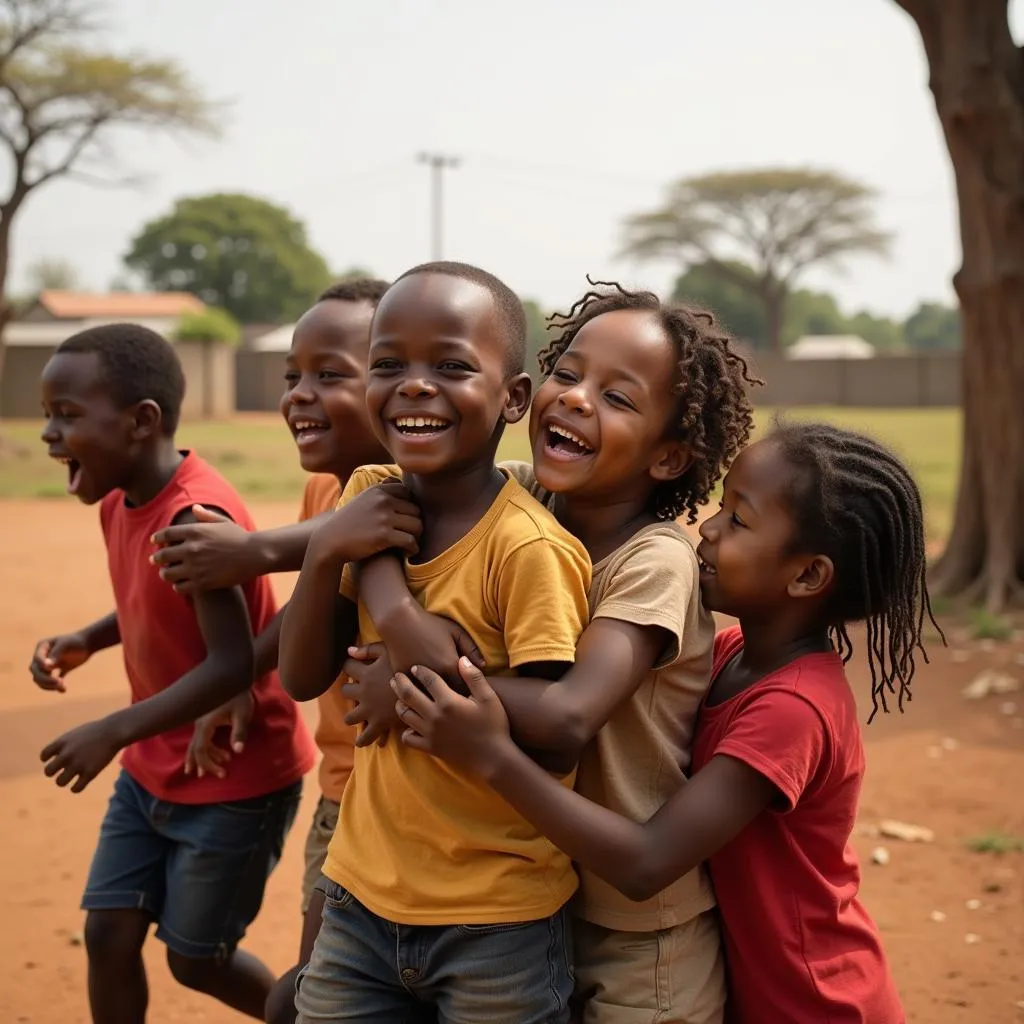 Children playing in an African Village