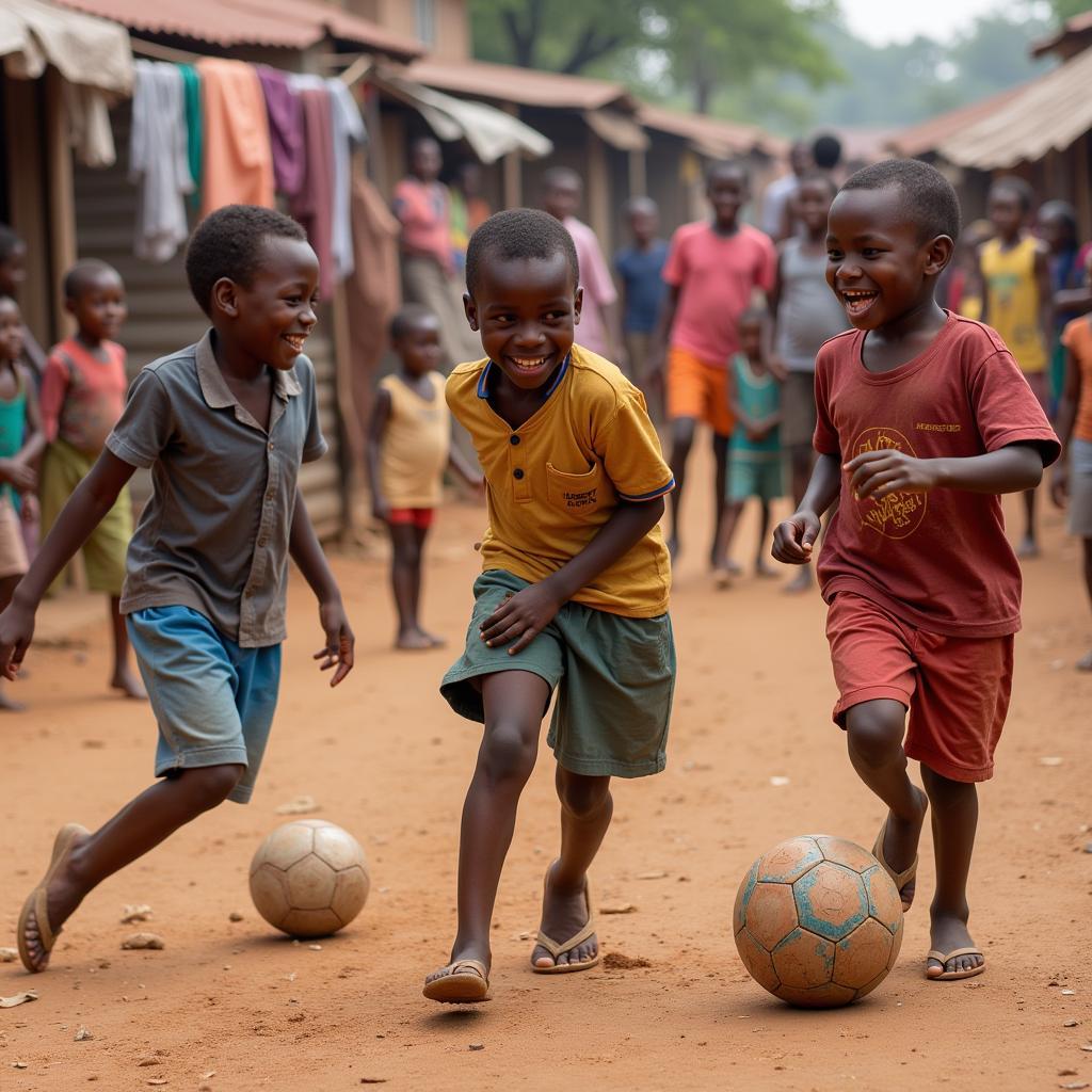 Children playing in an African village