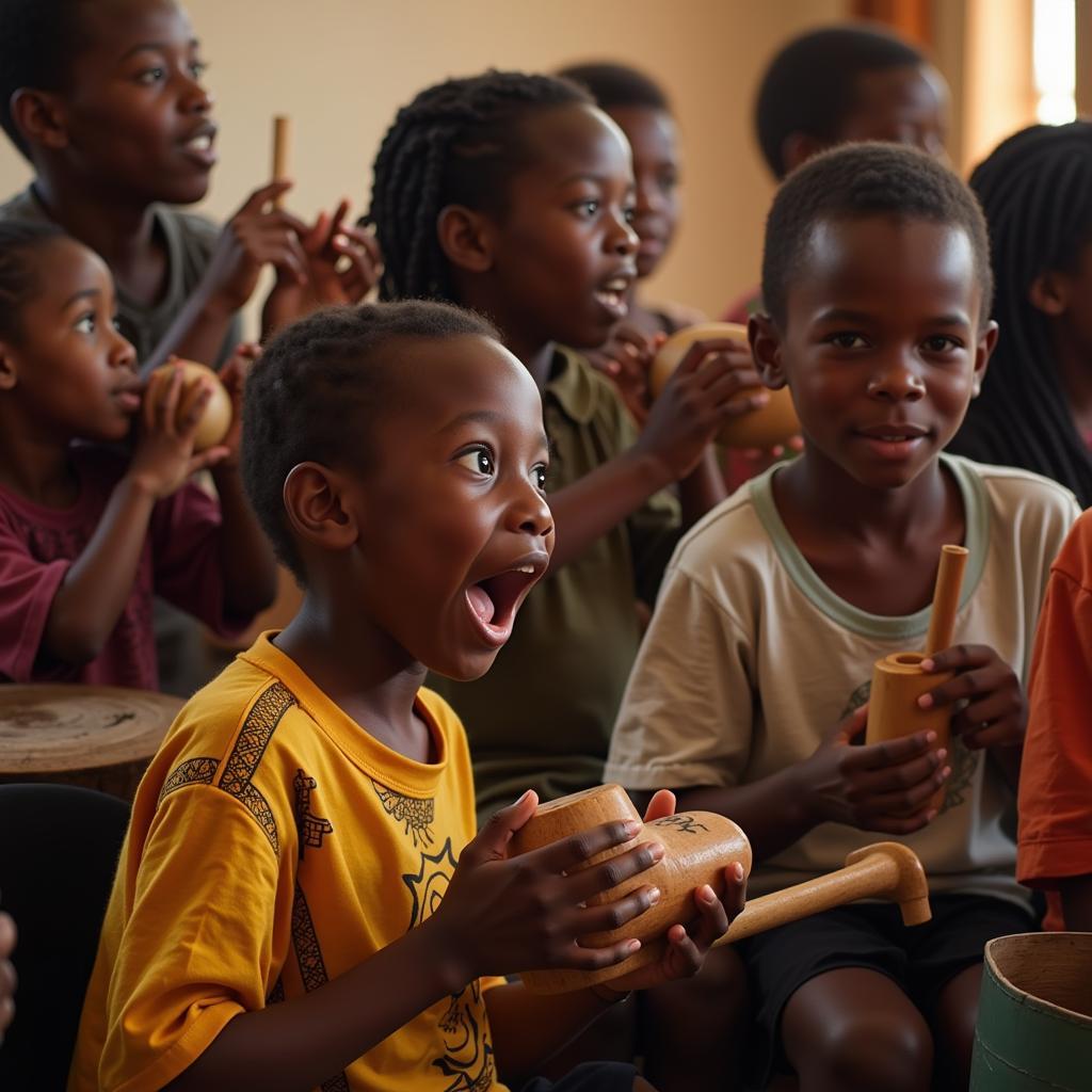 Children playing music