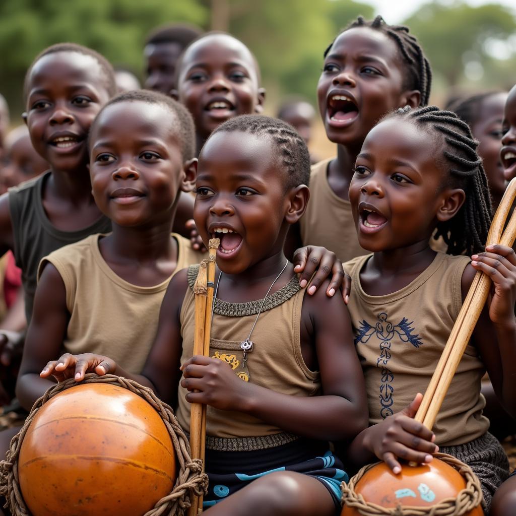 African Children Playing Music