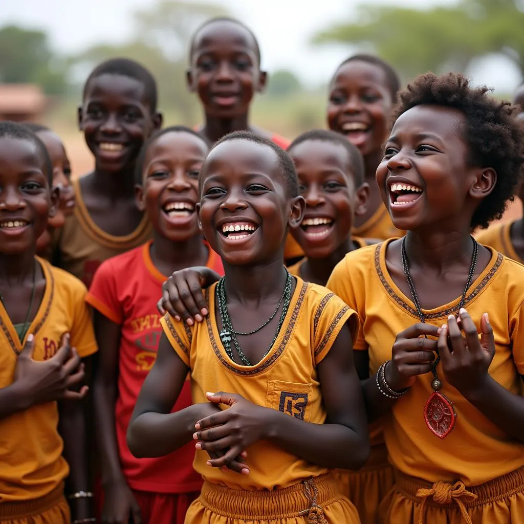 Group of African children playing together