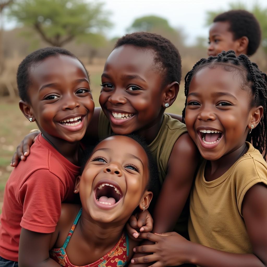 African Children Playing Together