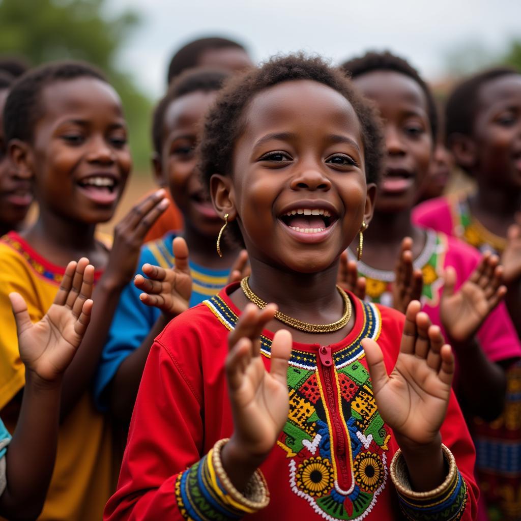 African Children Singing Traditional Song