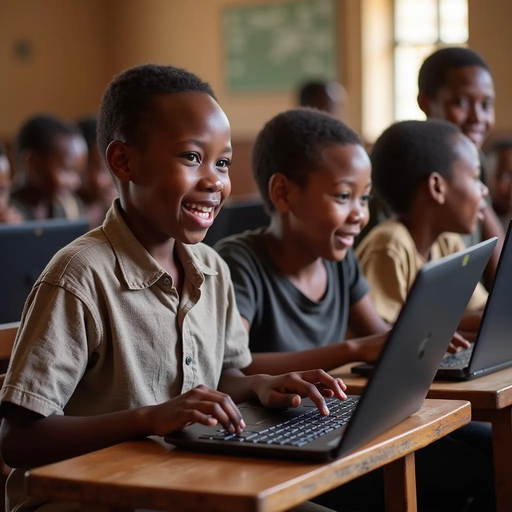 Children Using Laptops in Classroom