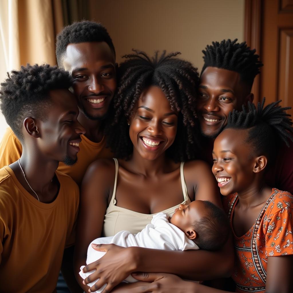 African Christian Baby Boy Names: Family celebrating the birth of a baby boy