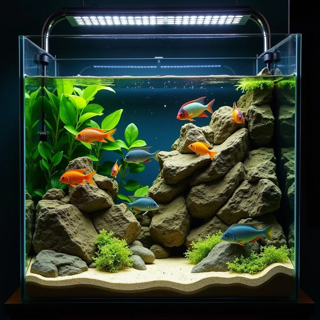 African Cichlid Aquarium with Rock Formations