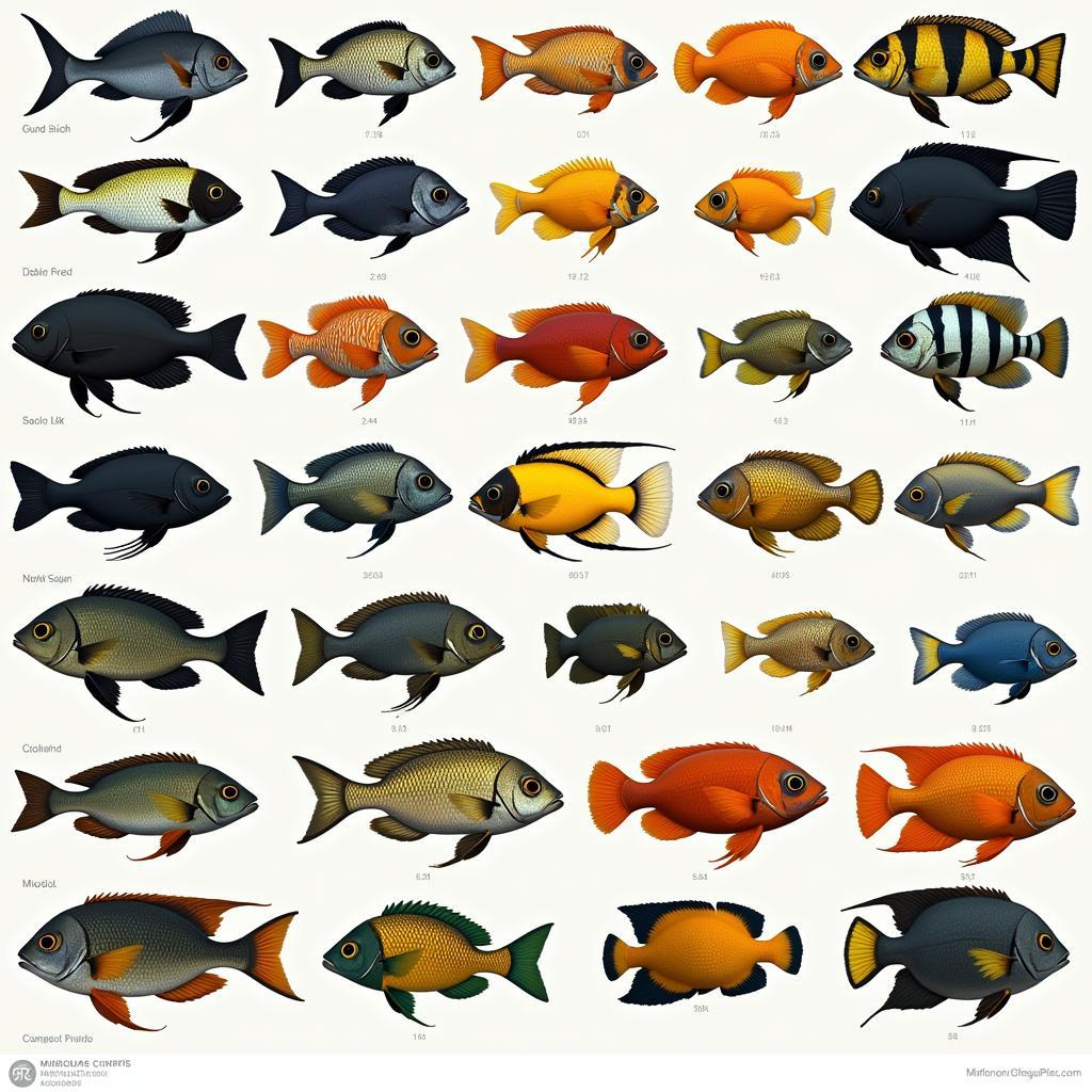 African Cichlid Species Size Comparison