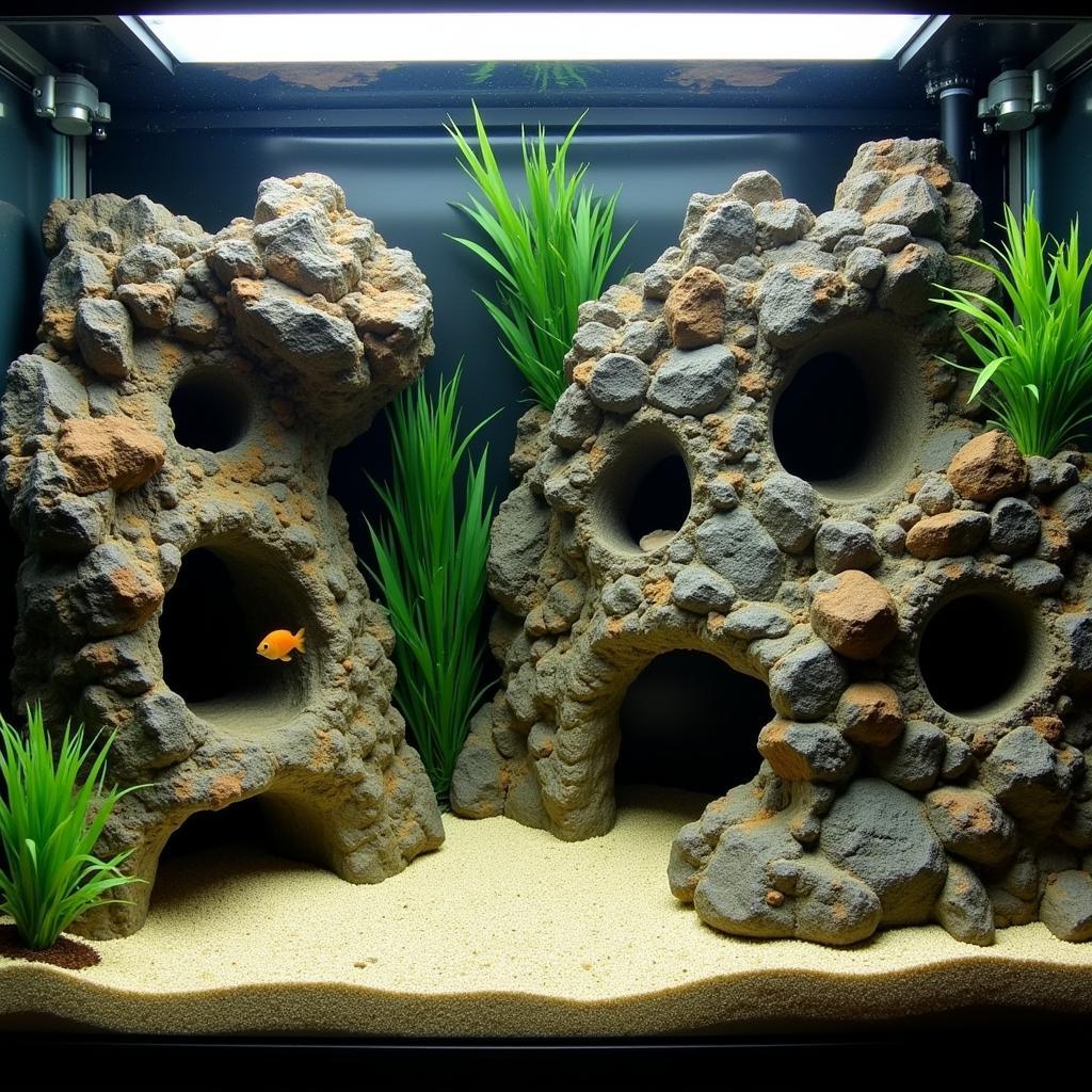 African Cichlid Tank Setup with Rocks