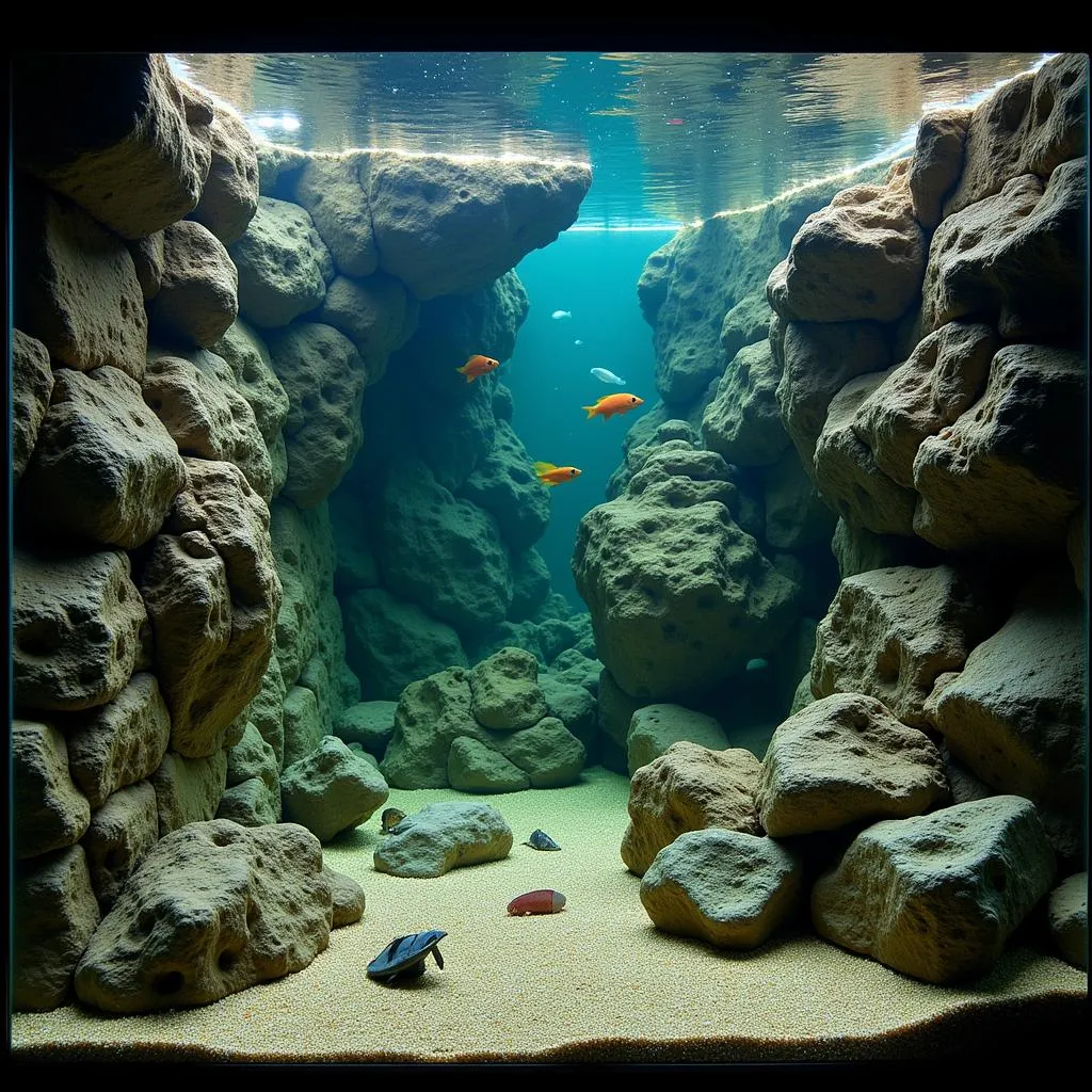 African Cichlid Tank with Rock Formations