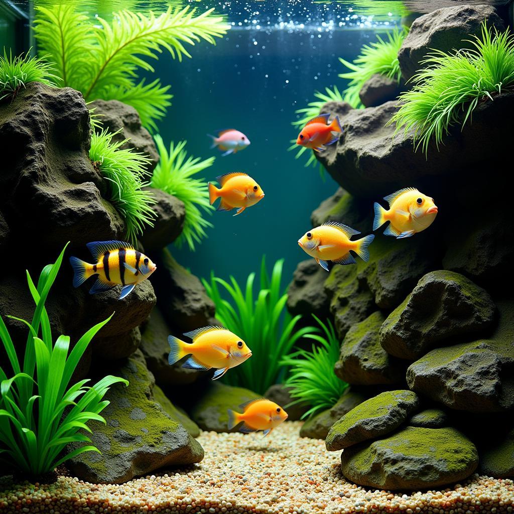 African cichlids aquarium