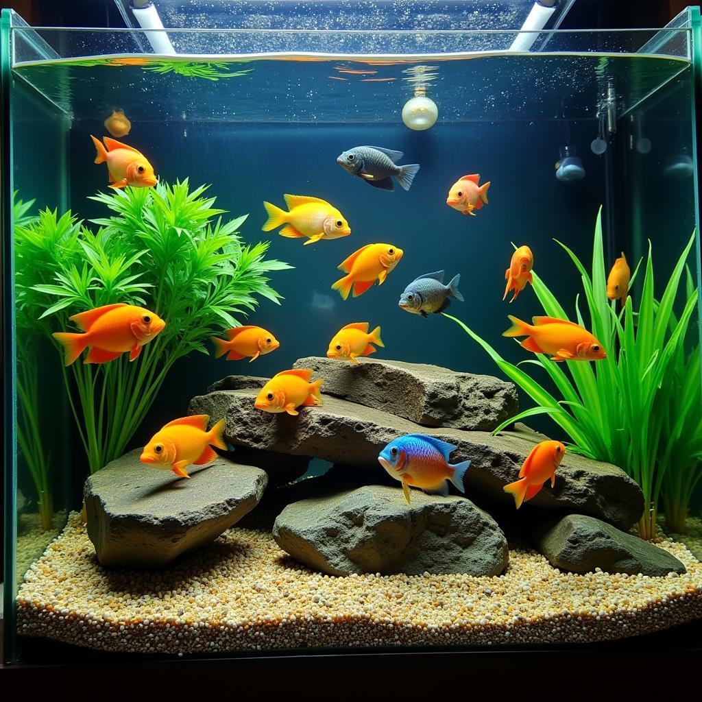 Vibrant African Cichlids in a Home Aquarium