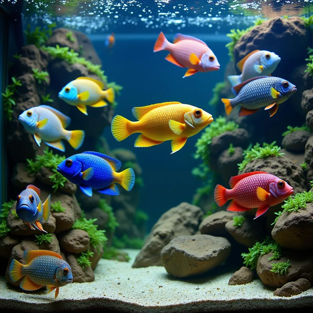 African Cichlids in an Aquarium