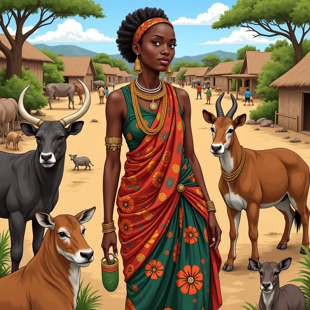 African Cinderella book illustration