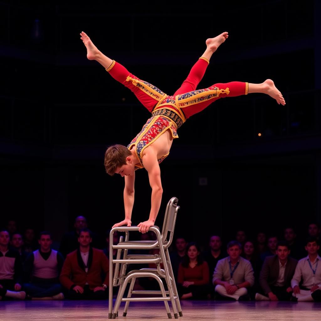 African circus acrobatics display