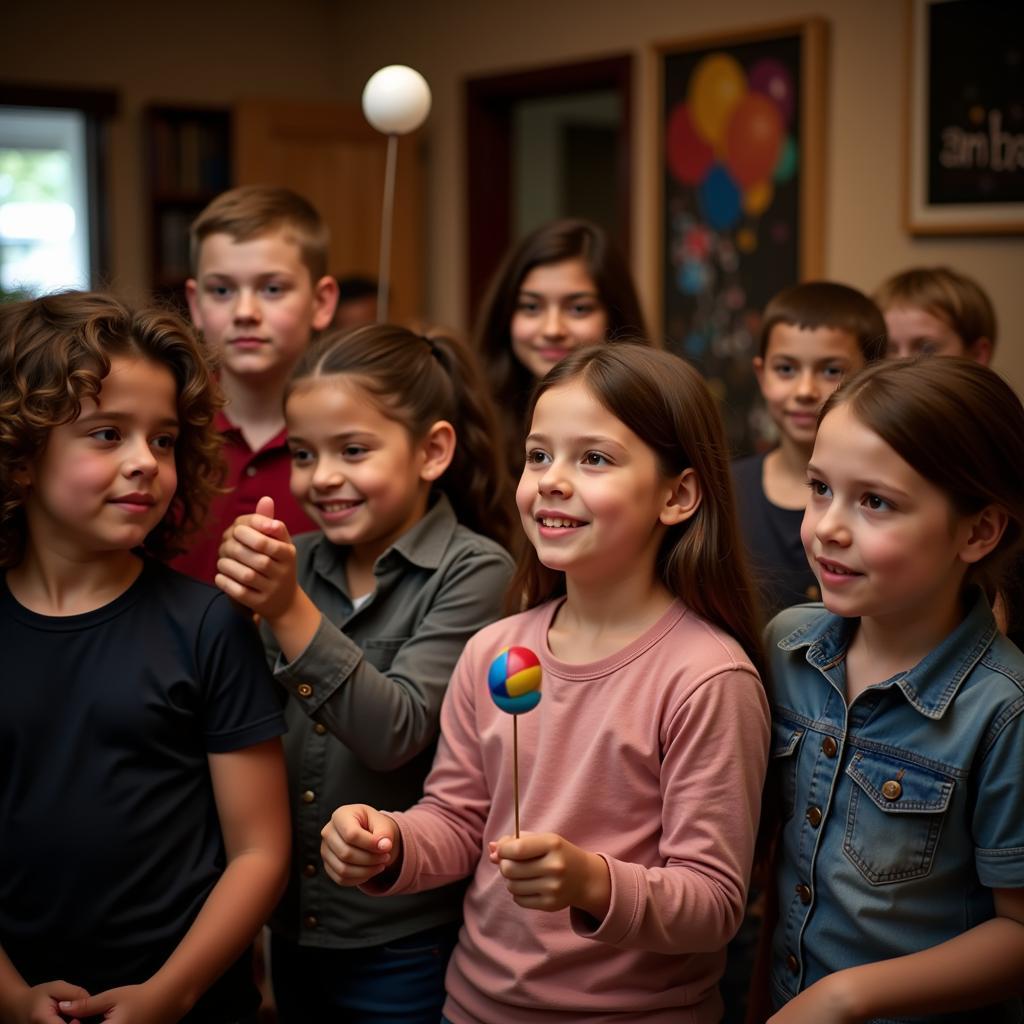 Group of children participating in a circus workshop