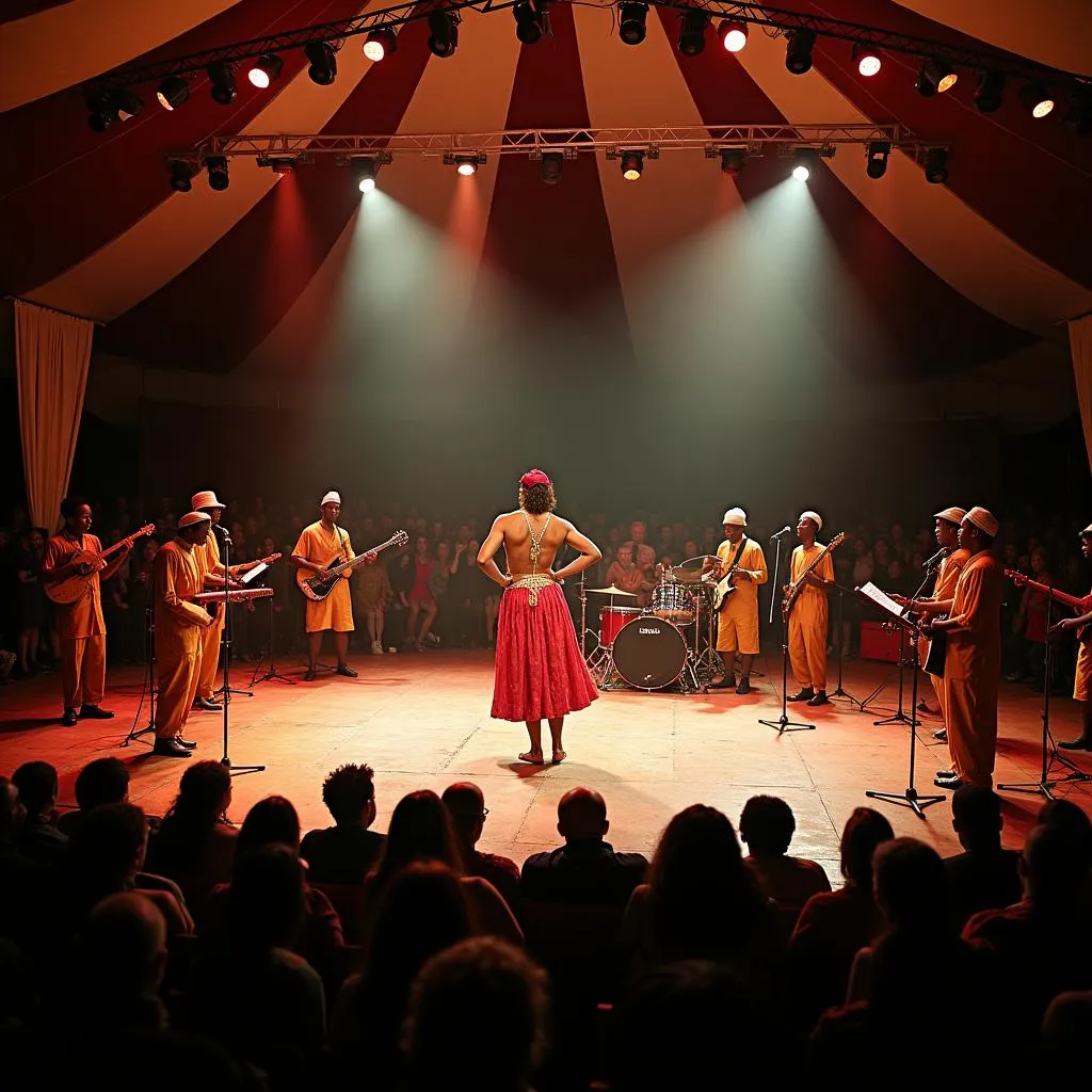 A captivating African circus performance with live music and storytelling