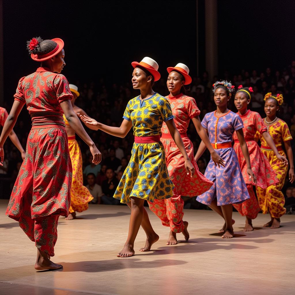 African circus performers showcasing traditional dance