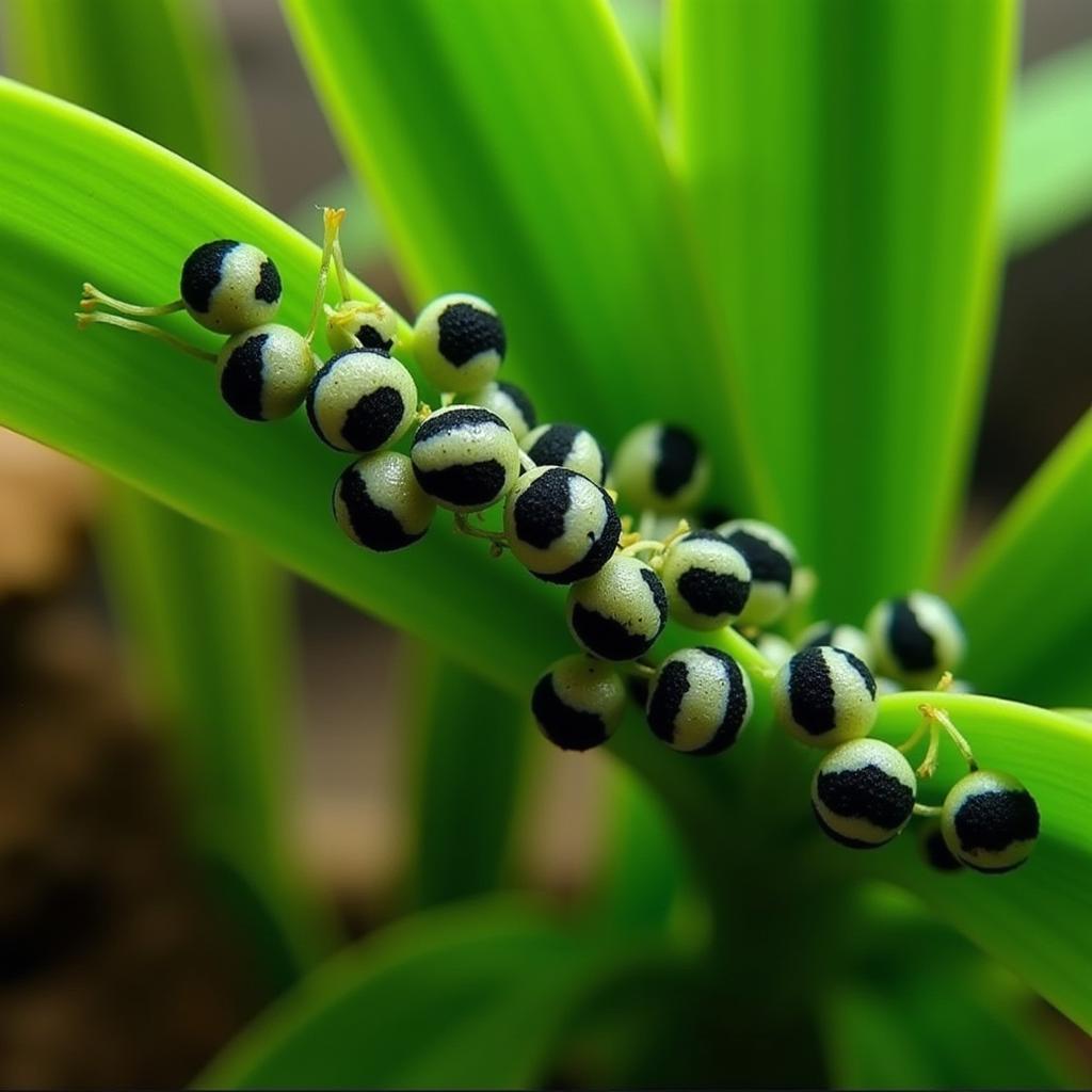 African clawed frog eggs attached to aquarium plants