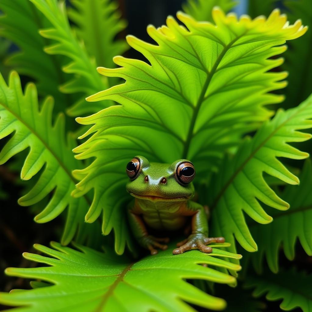 African Clawed Frog Hiding in Java Fern