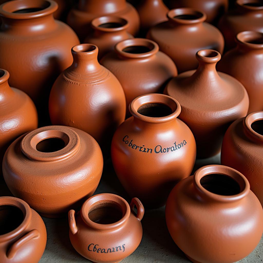 African Clay Cooking Pots in Various Sizes and Shapes