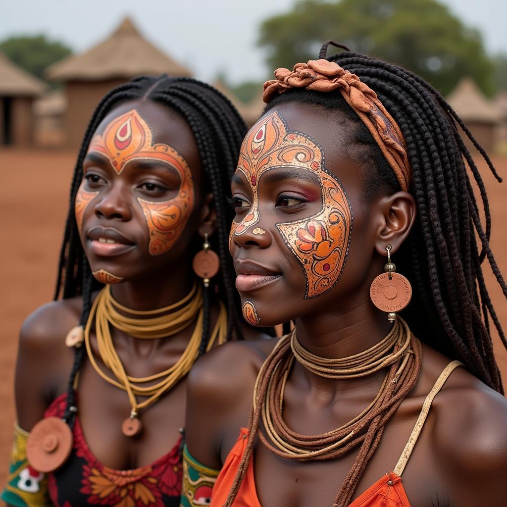 Ceremonial use of clay masks in an African village