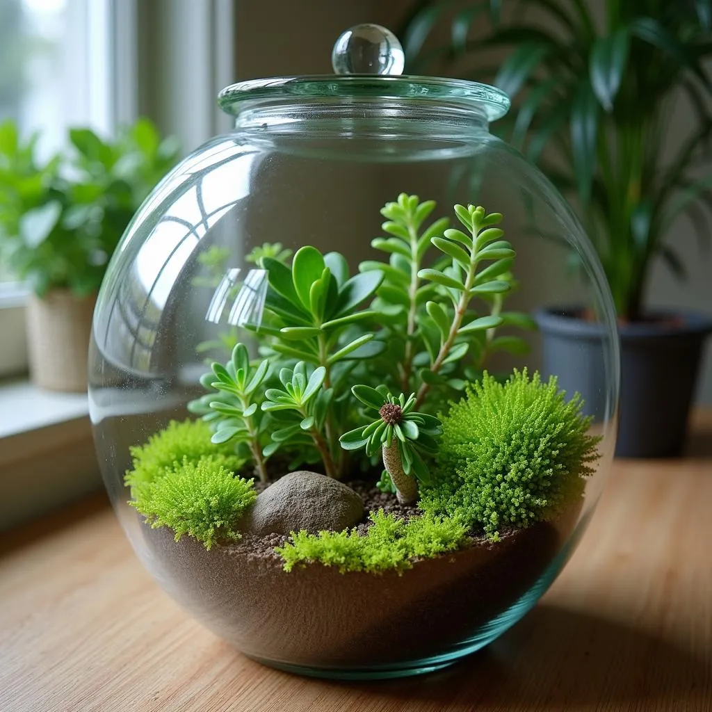 African club moss as a captivating element in a contemporary terrarium