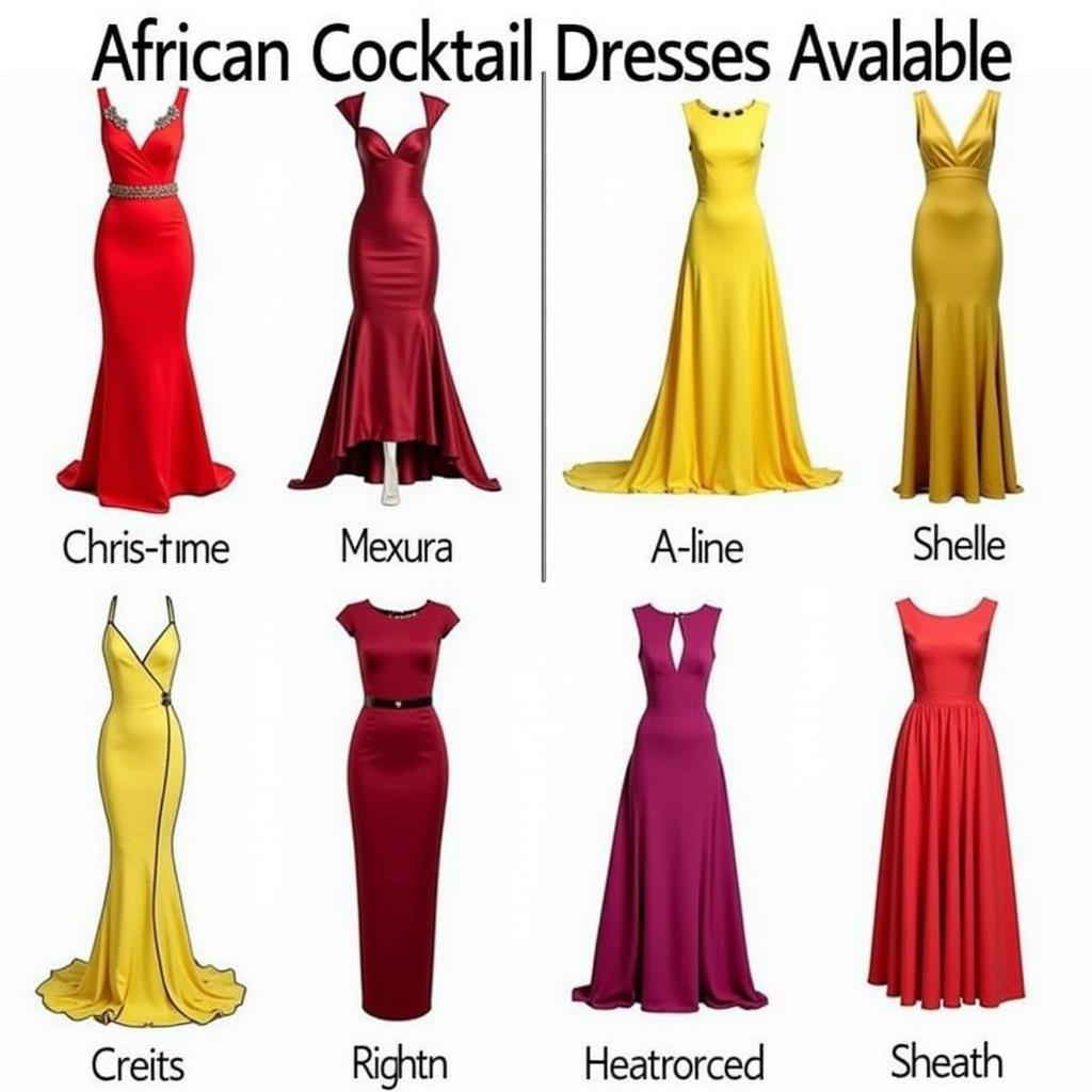 Various African Cocktail Dress Silhouettes