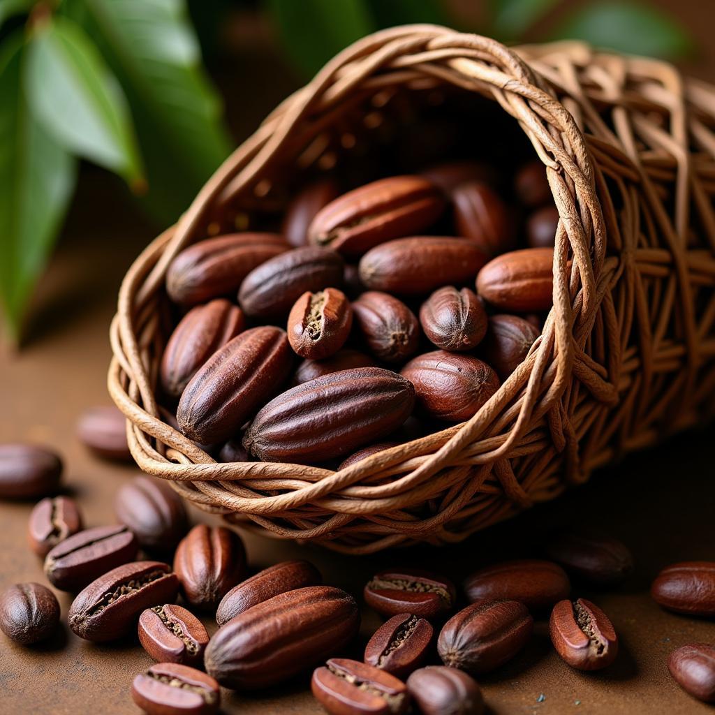 Basket of African Cocoa Beans