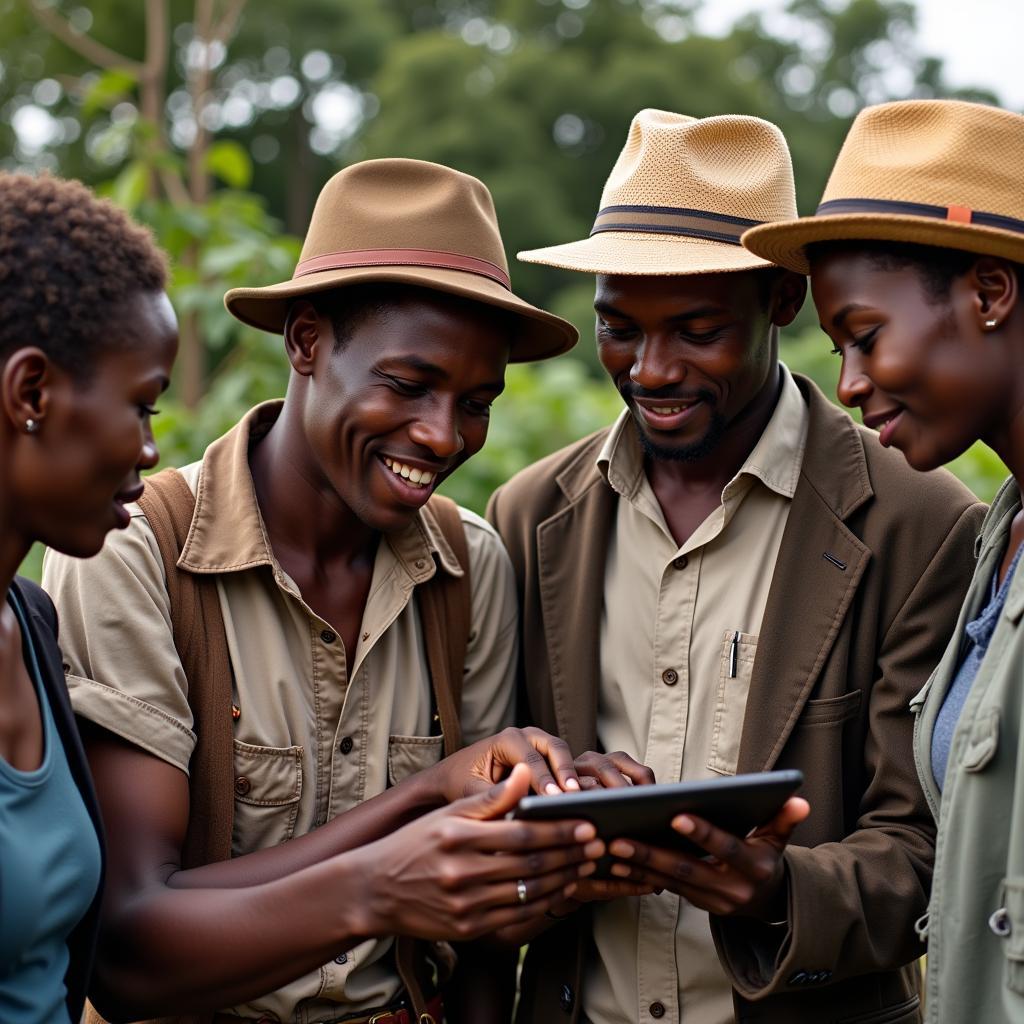 African Coffee Farmers with Tablet