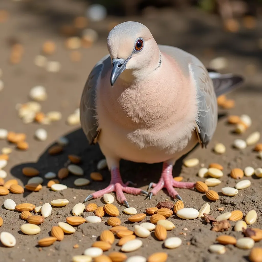 African Collared Dove Feeding on Seeds