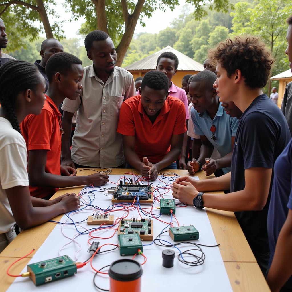 African community attending an Arduino irrigation workshop