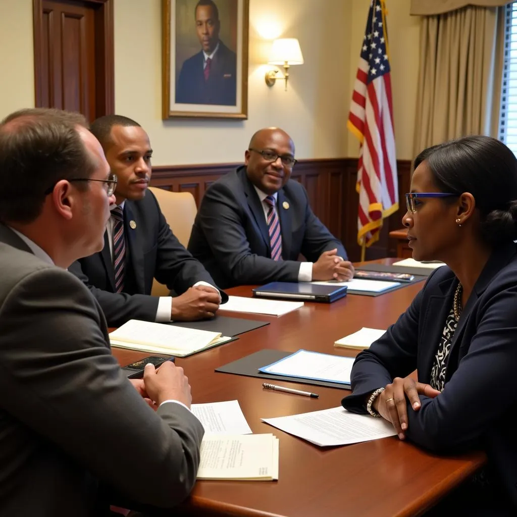 African community leaders engage in a meeting with politicians in Washington DC