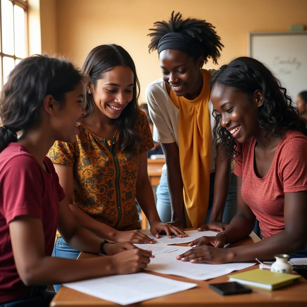 African community members gathering to support girls' education