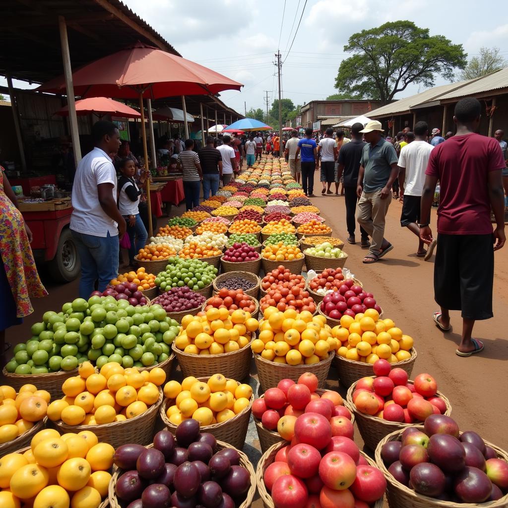 Vivid African Congo Fruit Market